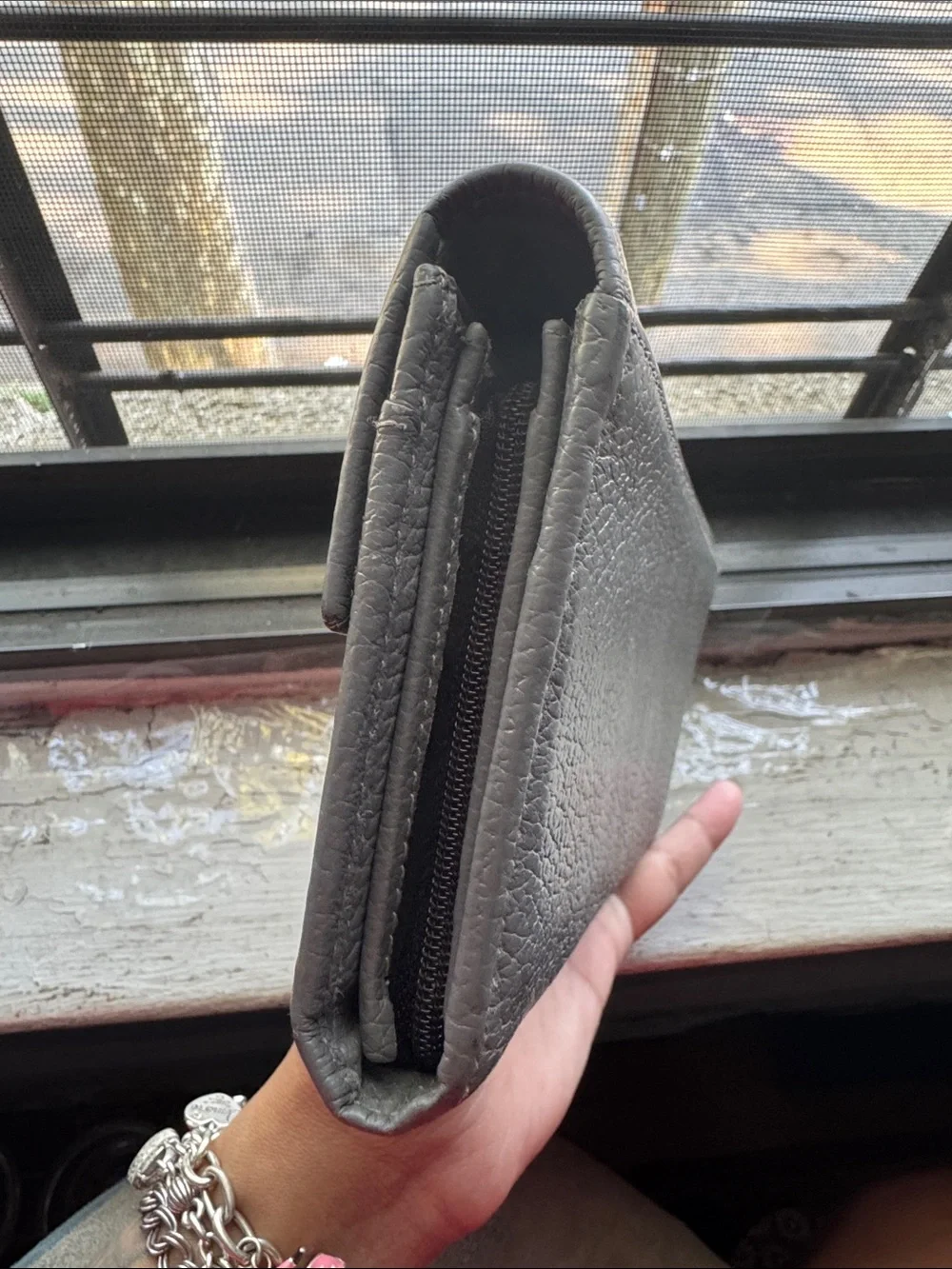 Furla Pebbled Leather Wallet in Gray